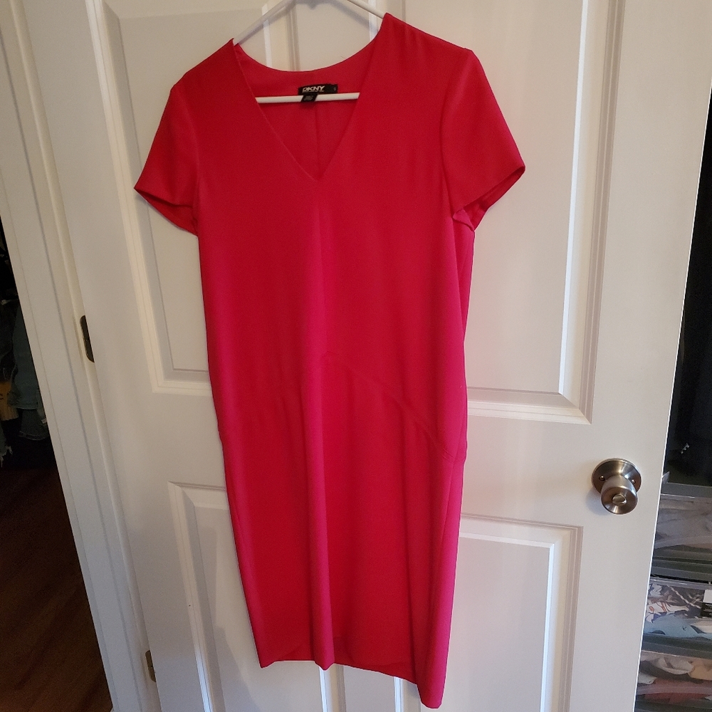 DKNY Deep Pink Shift Dress - Small